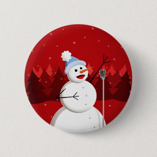 Bóton Redondo 5.08cm Feliz Natal Musical de Snowman