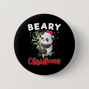 Bóton Redondo 5.08cm Feliz Natal Para Panda Bear Engraçado