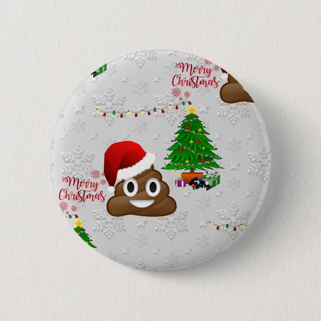 Bóton Redondo 5.08cm feliz natal poo emoji (Frente)