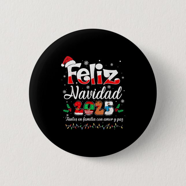 Bóton Redondo 5.08cm Feliz Navidad 2025 Matching Family Christm (Frente)