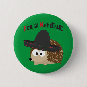 Bóton Redondo 5.08cm Feliz Navidad Hedgehog
