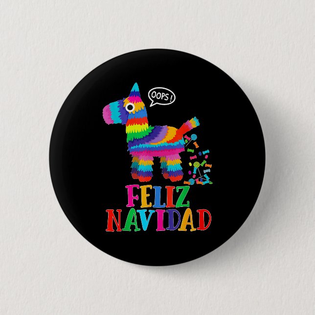 Bóton Redondo 5.08cm Feliz Navidad Spanish Christmas Funny Mexican Nata (Frente)