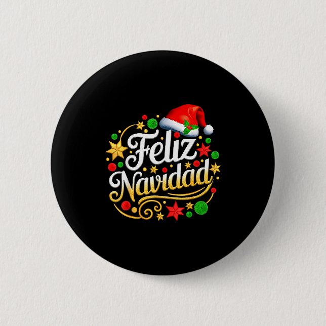 Bóton Redondo 5.08cm Feliz Navidad Spanish Mexican Christmas Xmas Holid (Frente)