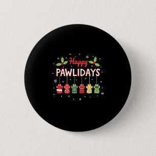 Bóton Redondo 5.08cm Feliz Pawlidays Natal Divertido Cão Pata Xmas Cães