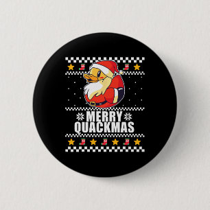 Bóton Redondo 5.08cm Feliz Quackmas Natal Pato Papai Noel Meme
