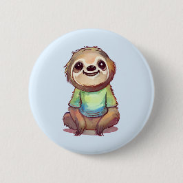 Bóton Redondo 5.08cm Feliz Sloth Vestindo uma saia-cúpula