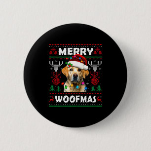 Bóton Redondo 5.08cm Feliz Woofmas Labrador Amarelo Natal Suéter Feio