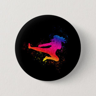 Bóton Redondo 5.08cm Female Martial Arts, High Kick, Paint Splash