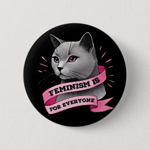 Bóton Redondo 5.08cm Feminismo É Para Todos Um Gato Pro Feminismo