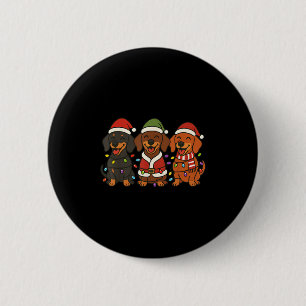 Bóton Redondo 5.08cm Feriado das Luzes de Natal dos Cães Bons Dachshund