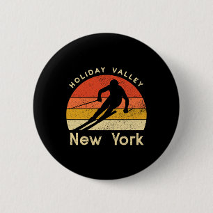 Bóton Redondo 5.08cm Férias de Esqui Vintage Valley Nova York Montanha