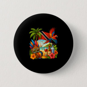 Bóton Redondo 5.08cm Férias no Caribe Trinidad e Togo Bandeira de Trini