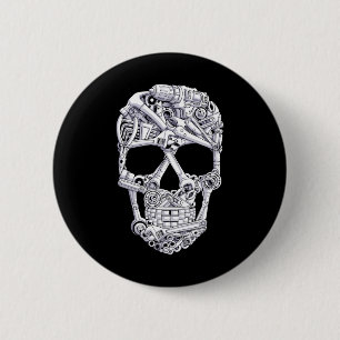 Bóton Redondo 5.08cm Ferramentas Mecânicas Skull Garage Halloween Skel