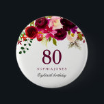 Bóton Redondo 5.08cm Festa de aniversário de Boho Floral Vermelho Burgu<br><div class="desc">Botão de Festa de aniversário do Boho Floral Vermelho Burgundy Presente Ver itens correspondentes em Niche e Nest Store abaixo</div>