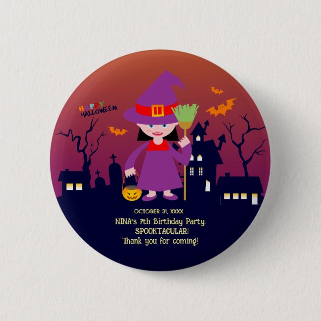 Bóton Redondo 5.08cm Festa de aniversário de Costume de Halloween (Frente)