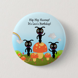 Bóton Redondo 5.08cm Festa de aniversário feliz com as formigas