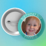 Bóton Redondo 5.08cm Festa de aniversário personalizada para o nome do<br><div class="desc">Nome personalizado adorável e foto do botão "Aniversário".</div>
