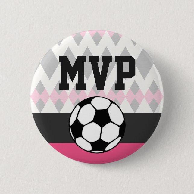 Bóton Redondo 5.08cm Festa de Futebol Personalizada de Aniversário MVP  (Frente)