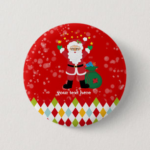 Bóton Redondo 5.08cm Festa do Papai Noel * escolha a cor de fundo