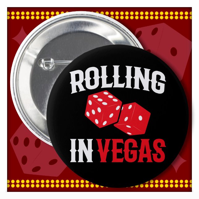 Bóton Redondo 5.08cm Festa em Vegas Rolling em Las Vegas (Criador carregado)