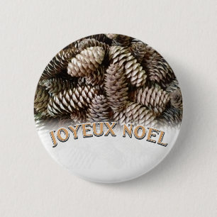Bóton Redondo 5.08cm Festa Festiva Joyeux Noel Pine Cone