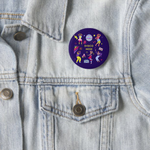 Bóton Redondo 5.08cm Festa Retro Groovy Disco Mãe Roxo Anos 80