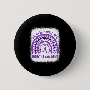 Bóton Redondo 5.08cm Fibromialgia Consciência Roxo Fita Arco-íris
