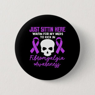Bóton Redondo 5.08cm Fibromialgia Sensibilização Fibro Guerreiro Roxo F
