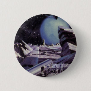 Bóton Redondo 5.08cm Ficção científica do vintage, aliens na lua no