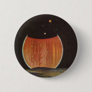 Bóton Redondo 5.08cm Ficção científica retrô, astronautas em Ganímedes
