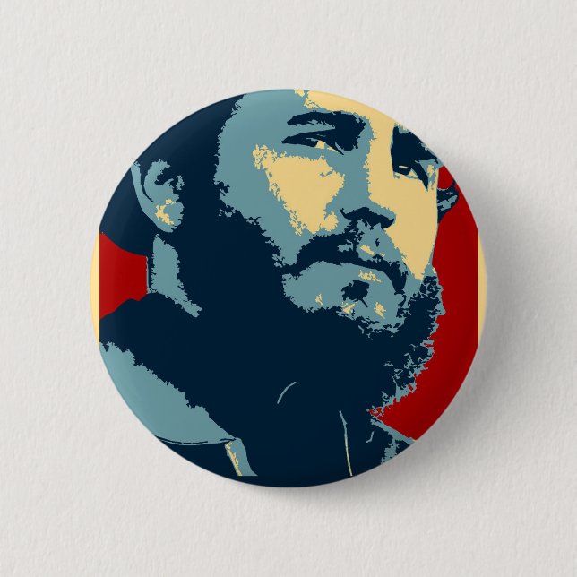 Bóton Redondo 5.08cm Fidel Castro - presidente cubano da revolução de (Frente)