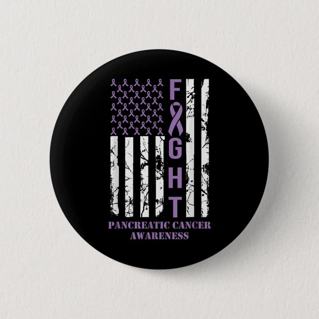 Bóton Redondo 5.08cm Fight Flag Purple Ribbon Suprt Pancreatic Cancer  (Frente)
