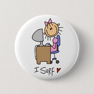 Bóton Redondo 5.08cm Figura surfista da vara de Internet