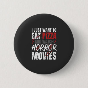 Bóton Redondo 5.08cm Filmes de Terror de Pizza Design de Halloween_1