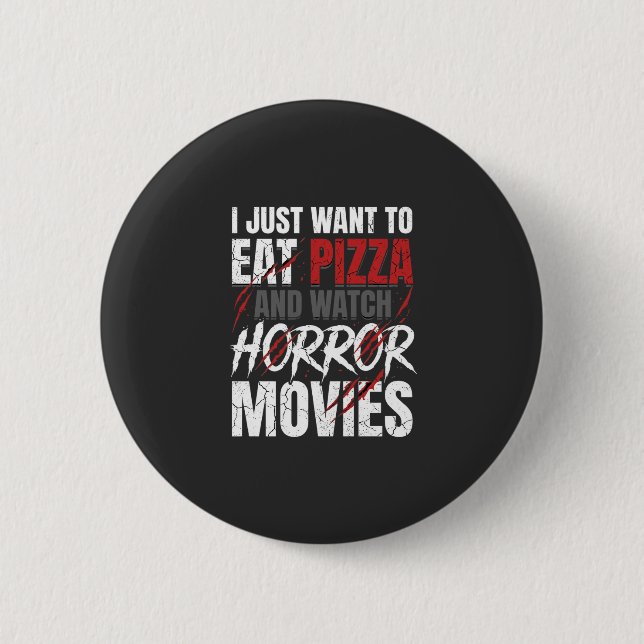 Bóton Redondo 5.08cm Filmes de Terror de Pizza Design de Halloween_1 (Frente)