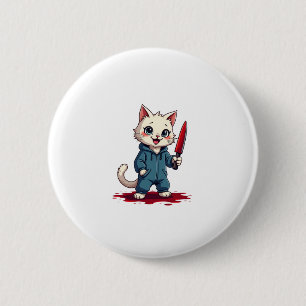 Bóton Redondo 5.08cm Filmes Engraçados De Horror De Gato Fofo Halloween