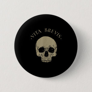 Bóton Redondo 5.08cm Filosofia Estática Vita Brevis Skull Stoicism Cota