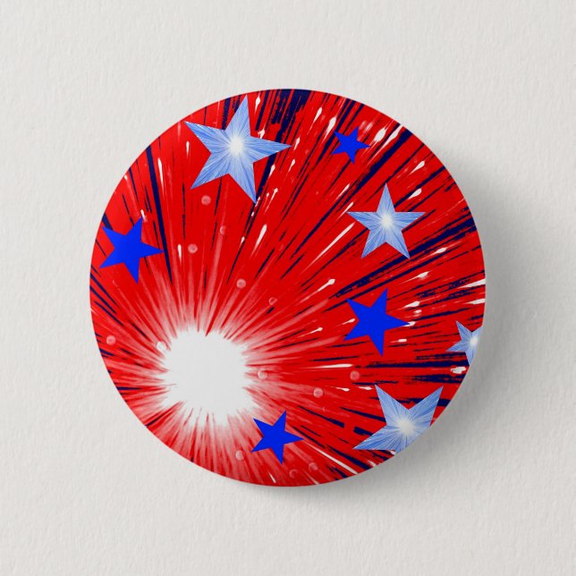 Bóton Redondo 5.08cm Firework Red White Blue button round (Frente)