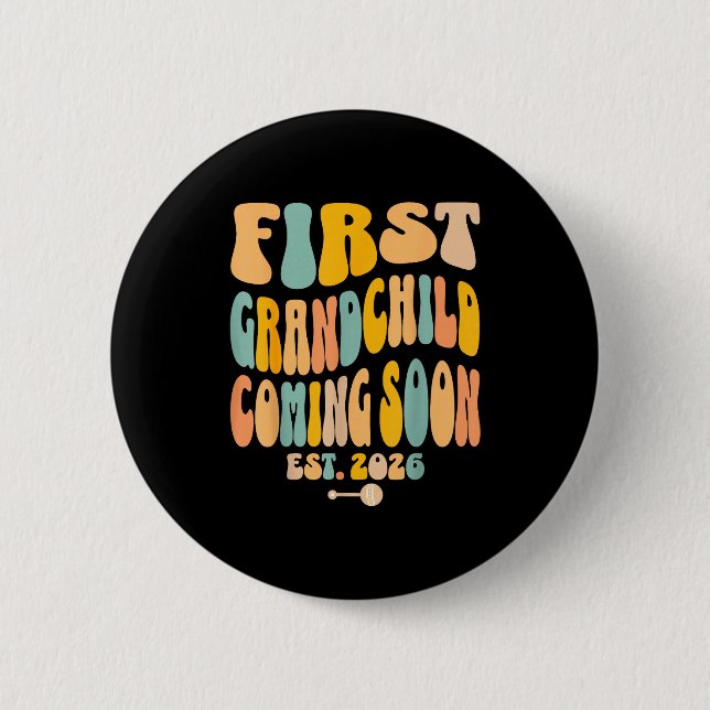 Bóton Redondo 5.08cm First Granhild Coming Soon 2026 Baby Announcement  (Frente)