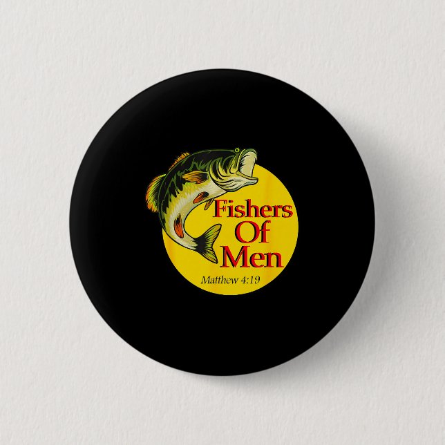 Bóton Redondo 5.08cm Fishers Of Men Christian Matthew 4-19 Bible Fishin (Frente)