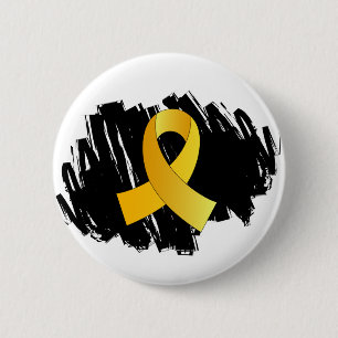 Bóton Redondo 5.08cm Fita Dourado do cancer da infância com Scribble