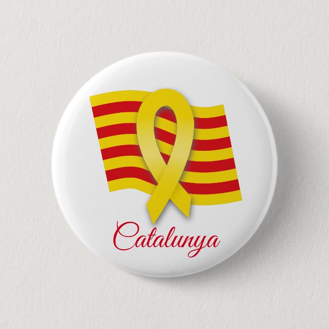 Bóton Redondo 5.08cm fita e bandeira catalãs (Frente)