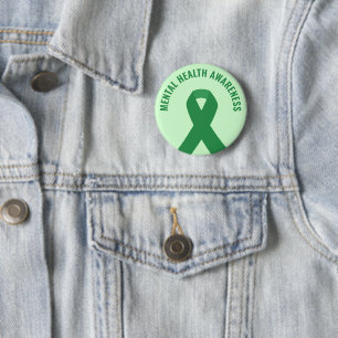 Bóton Redondo 5.08cm Fita Verde de Sensibilização para a Saúde Mental