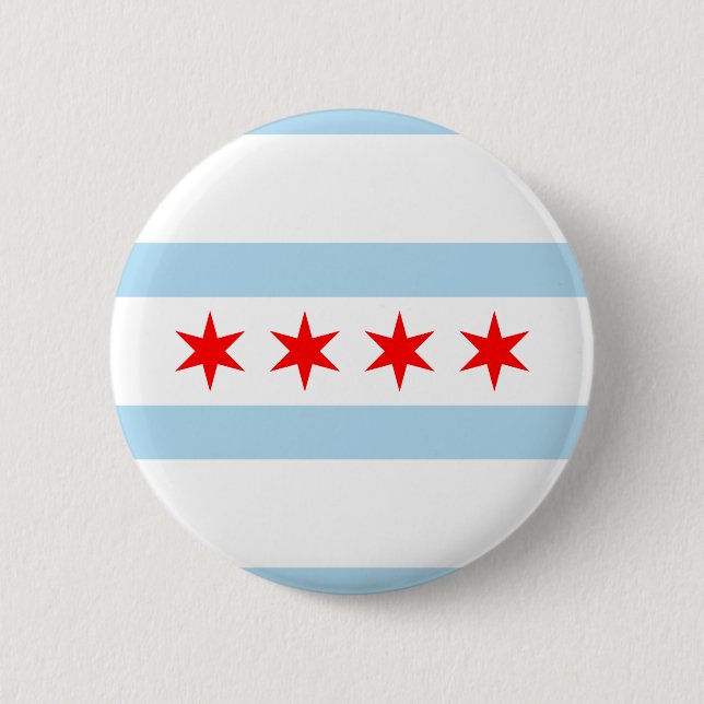 Bóton Redondo 5.08cm Flag of Chicago, Illinois Button (Frente)