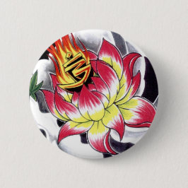 Bóton Redondo 5.08cm Flaming Lotus Lotus Style Japonês