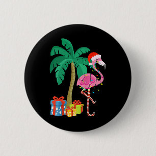 Bóton Redondo 5.08cm Flamingo cor-de-rosa Palm Tree Tropical Xmas Fu
