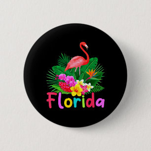 Bóton Redondo 5.08cm Flamingo da Flórida Planta Tropical Férias de Verã
