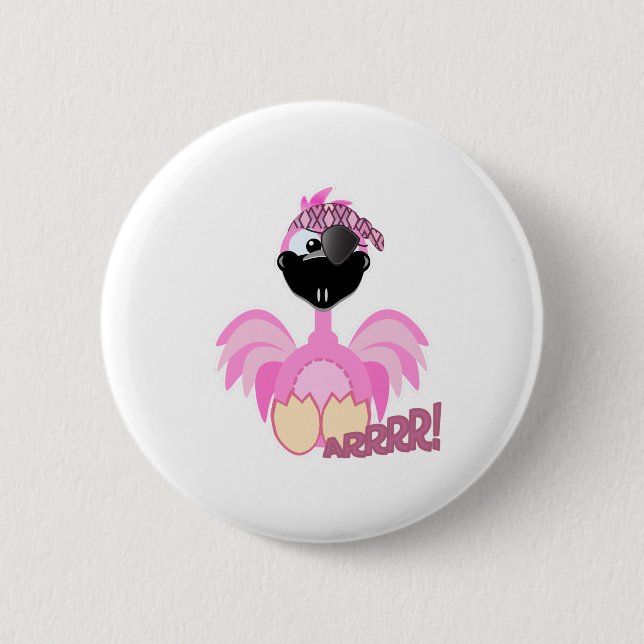 Bóton Redondo 5.08cm Flamingo pirata Goofkins fofo (Frente)