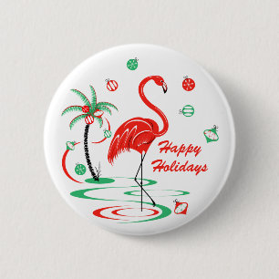 Bóton Redondo 5.08cm Flamingo vermelho do Natal boas festas