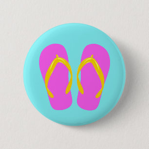 Bóton Redondo 5.08cm Flip-flop cor-de-rosa